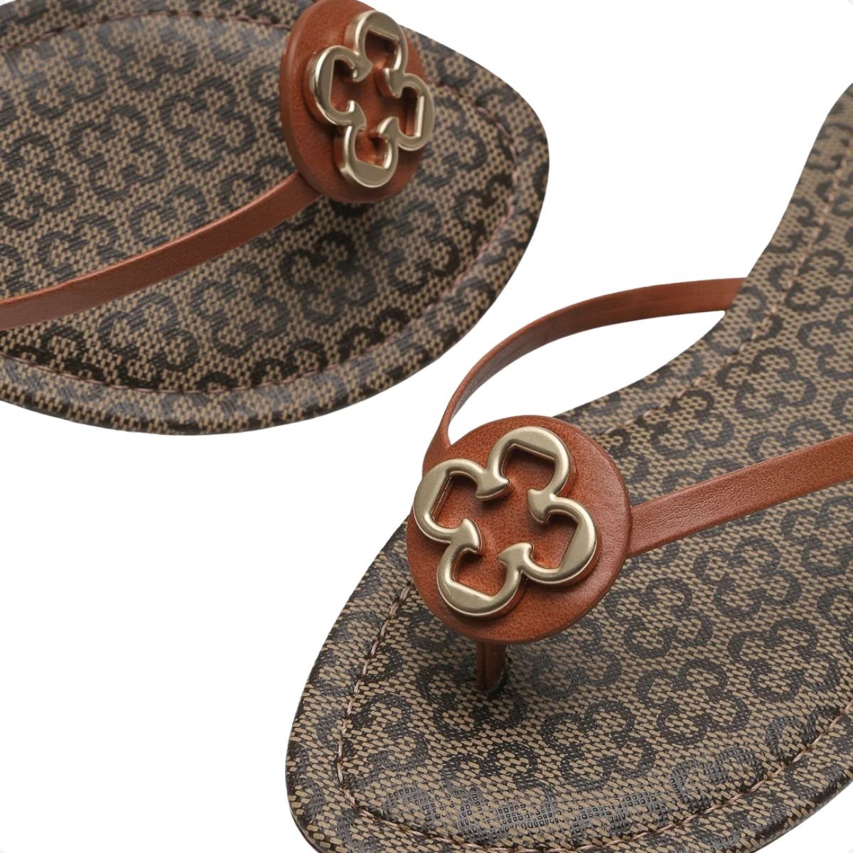 Tamanco Rasteiro Monograma Caramelo Capodarte Marrom 5