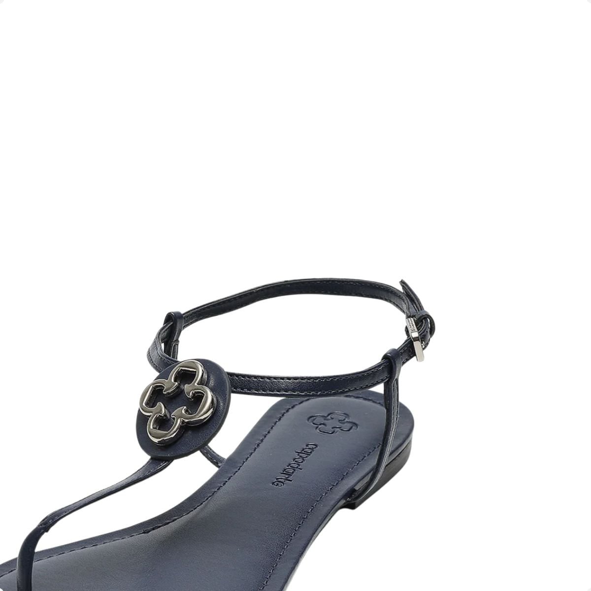 Sandalia Rasteira Aplique Monograma Capodarte Preto 7