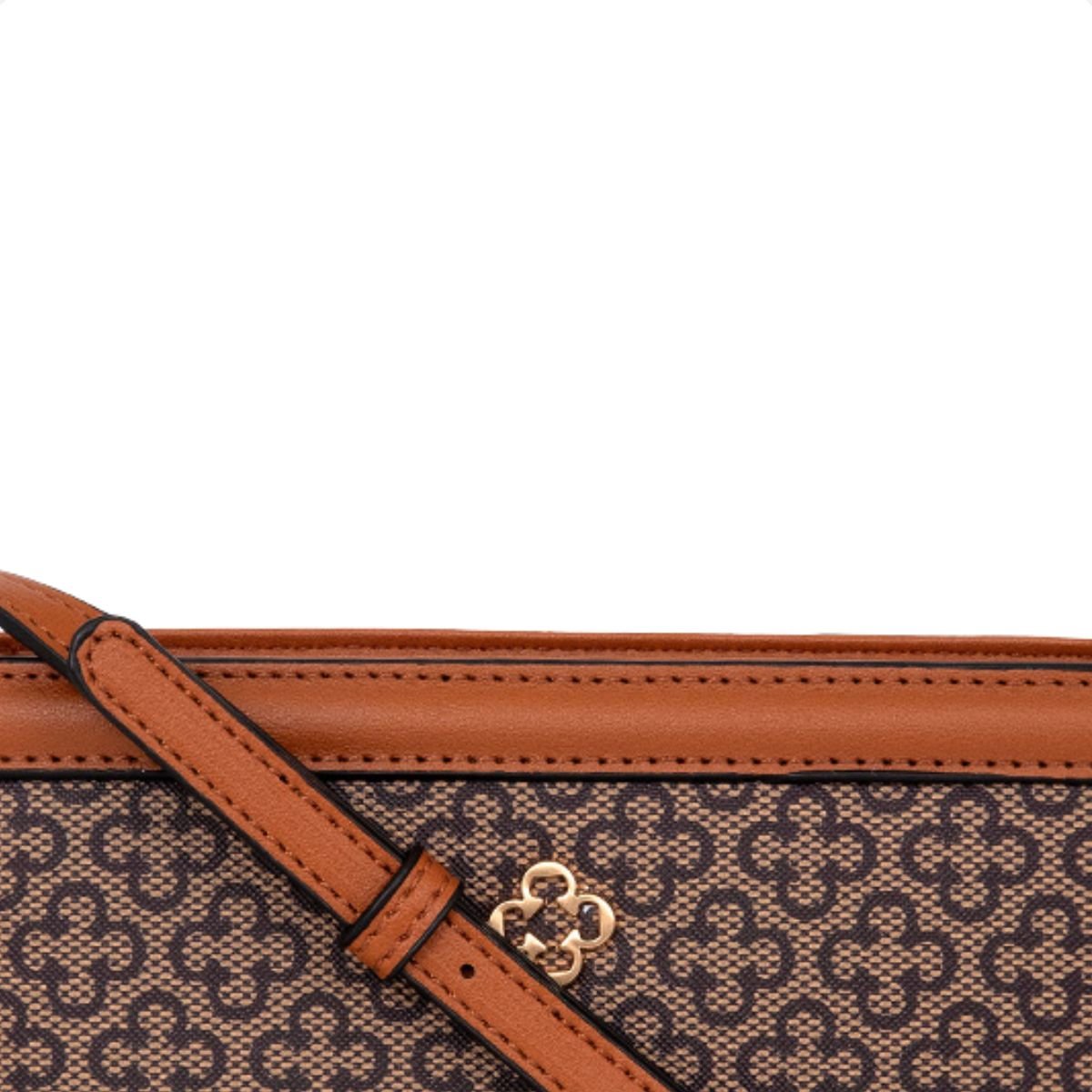 Bolsa Pequena Tiracolo Bege Monograma Capodarte Marrom 6