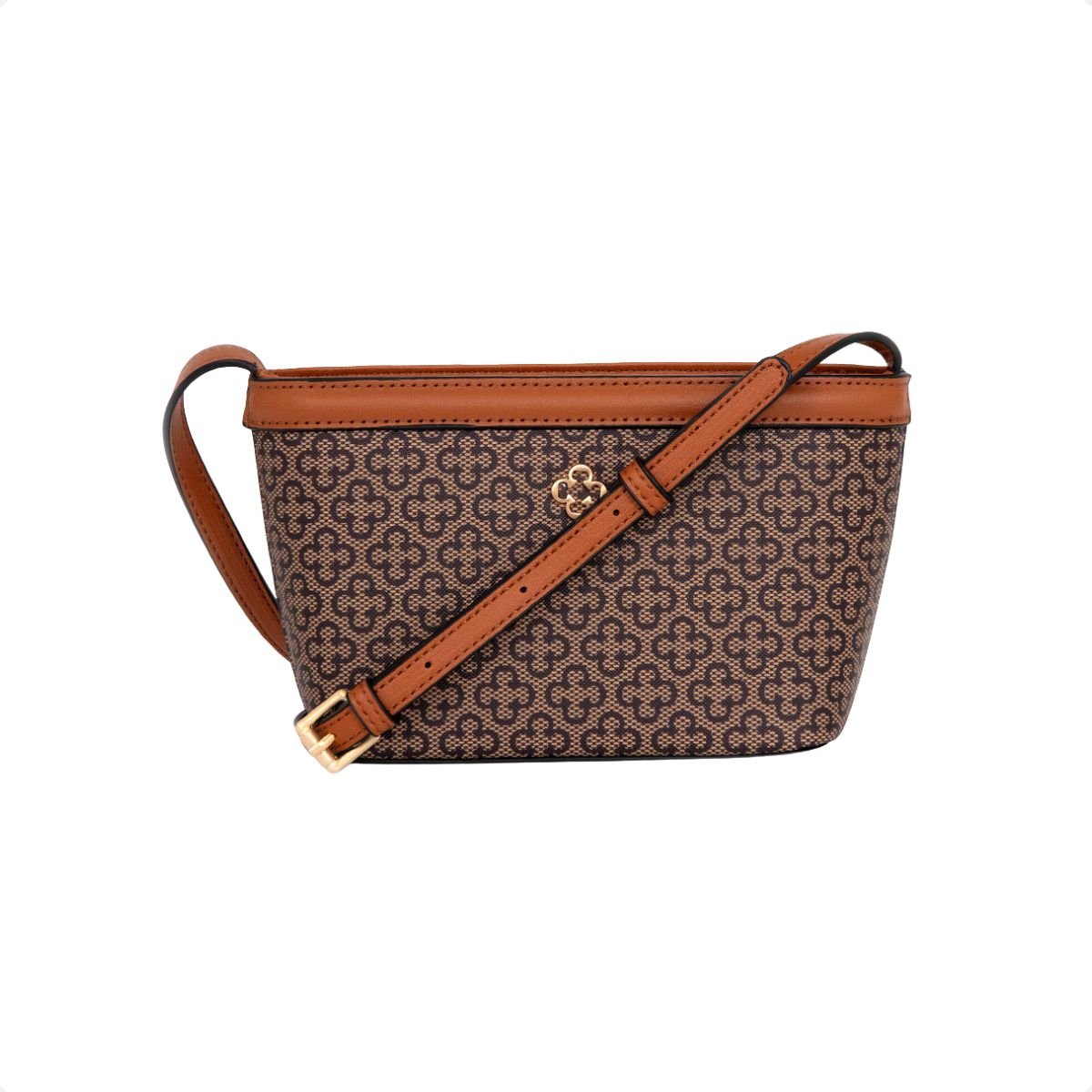 Bolsa Pequena Tiracolo Bege Monograma Capodarte Marrom 7