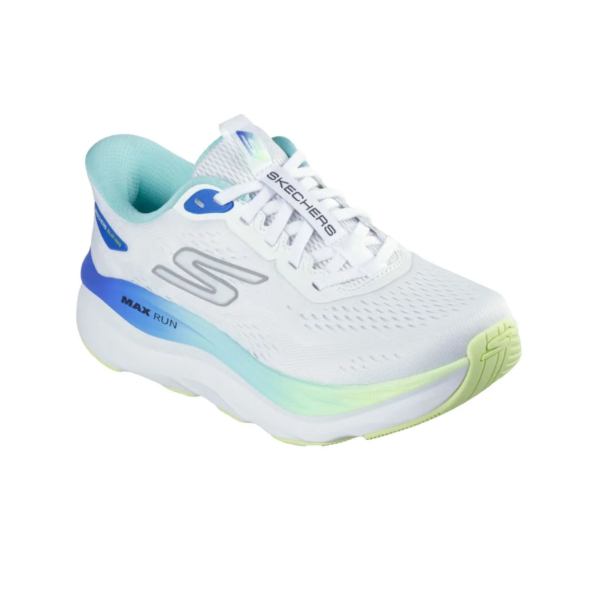 Tênis Feminino Skechers Max Run Slip-Ins Branco Branco/Azul/Amarelo 2