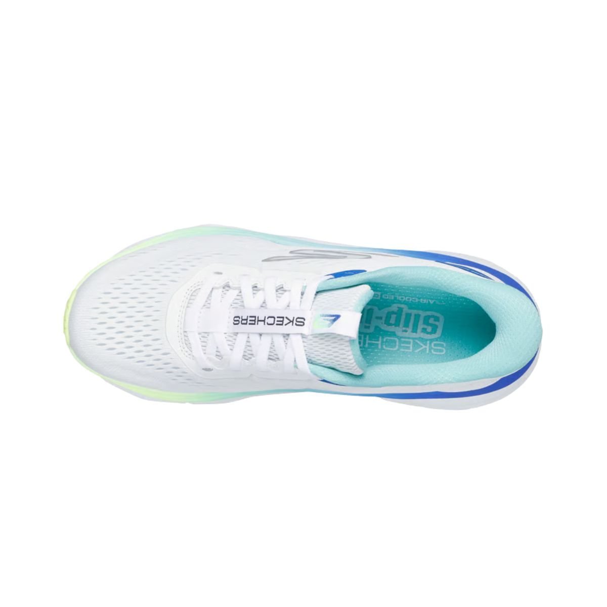 Tênis Feminino Skechers Max Run Slip-Ins Branco Branco/Azul/Amarelo 6