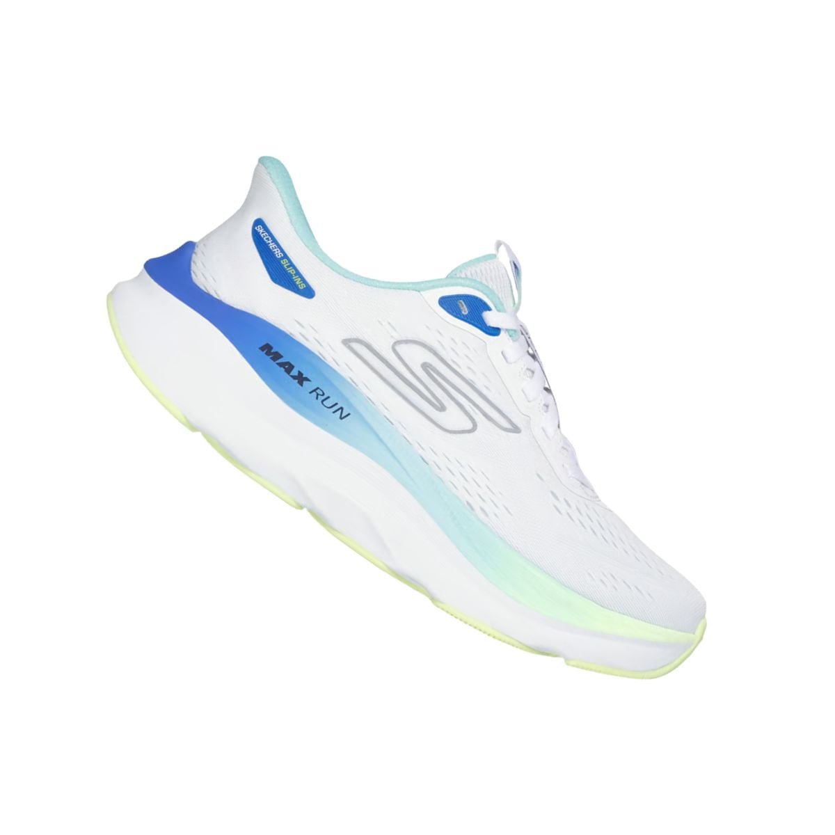 Tênis Feminino Skechers Max Run Slip-Ins Branco Branco/Azul/Amarelo 7