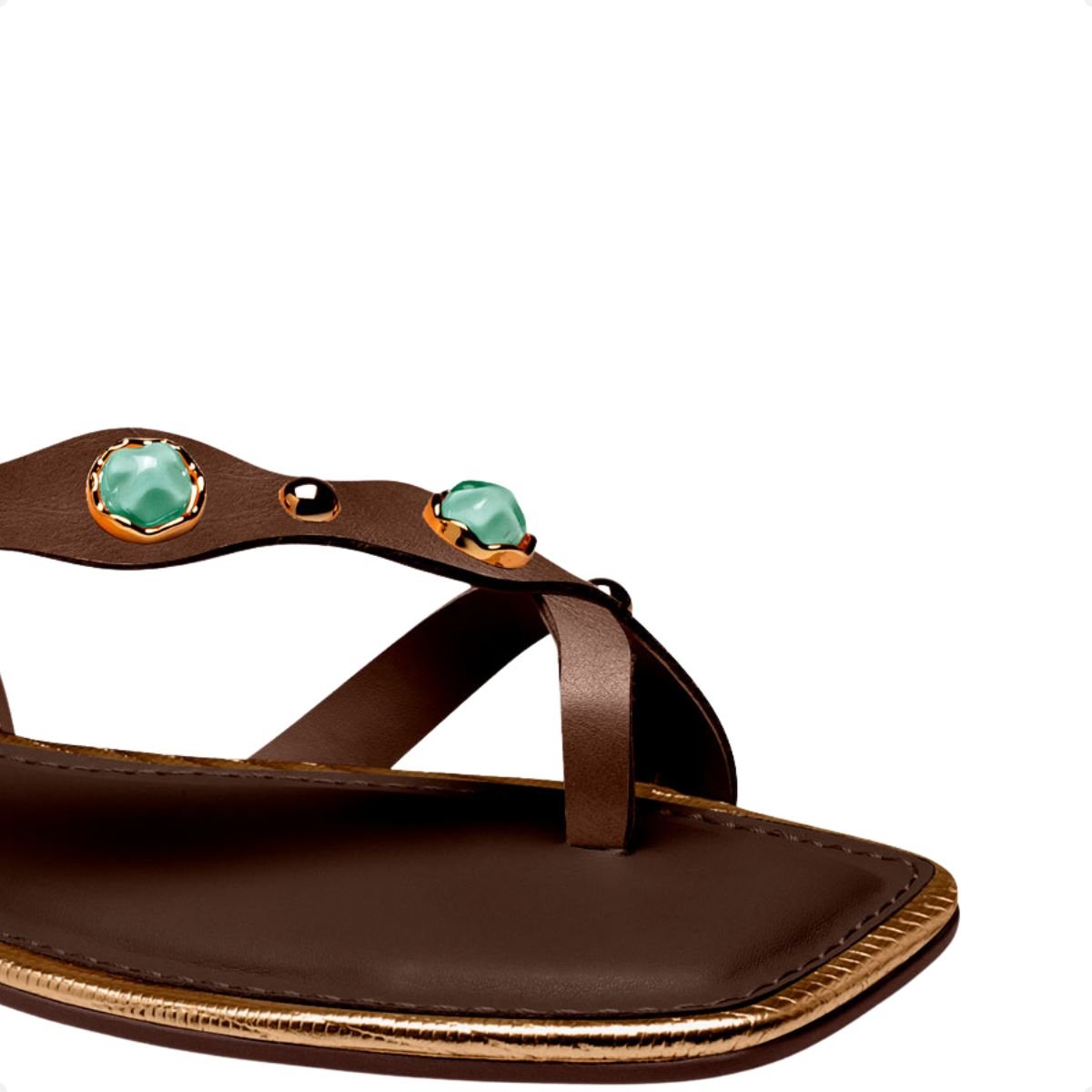 Sandália Feminina Rasteira Apliques Dakota Marrom 3