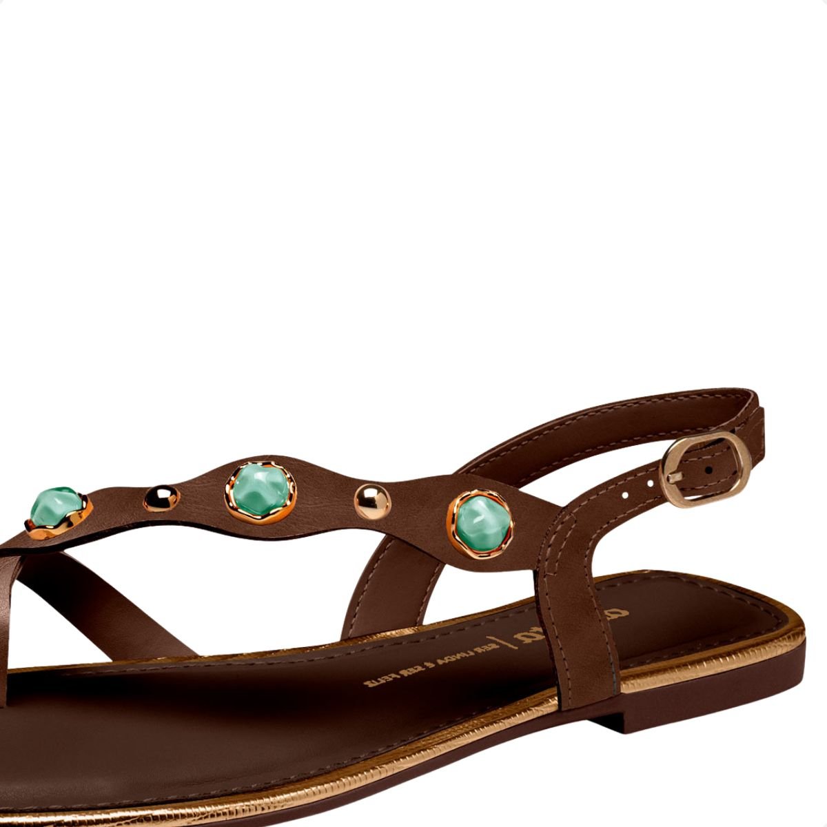 Sandália Feminina Rasteira Apliques Dakota Marrom 4