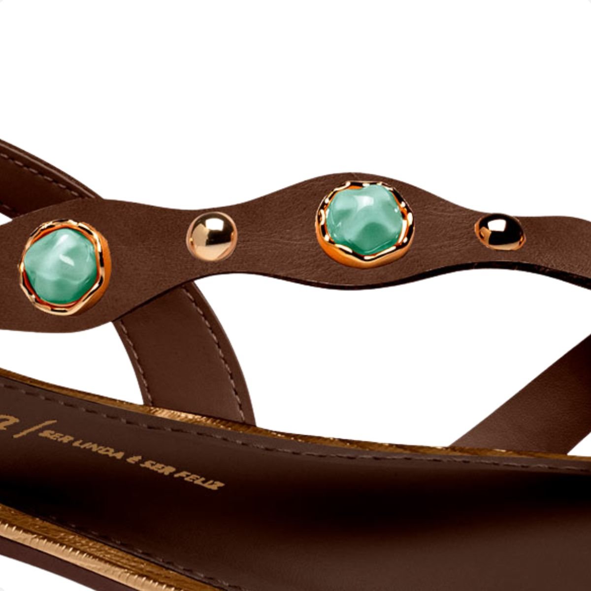 Sandália Feminina Rasteira Apliques Dakota Marrom 6