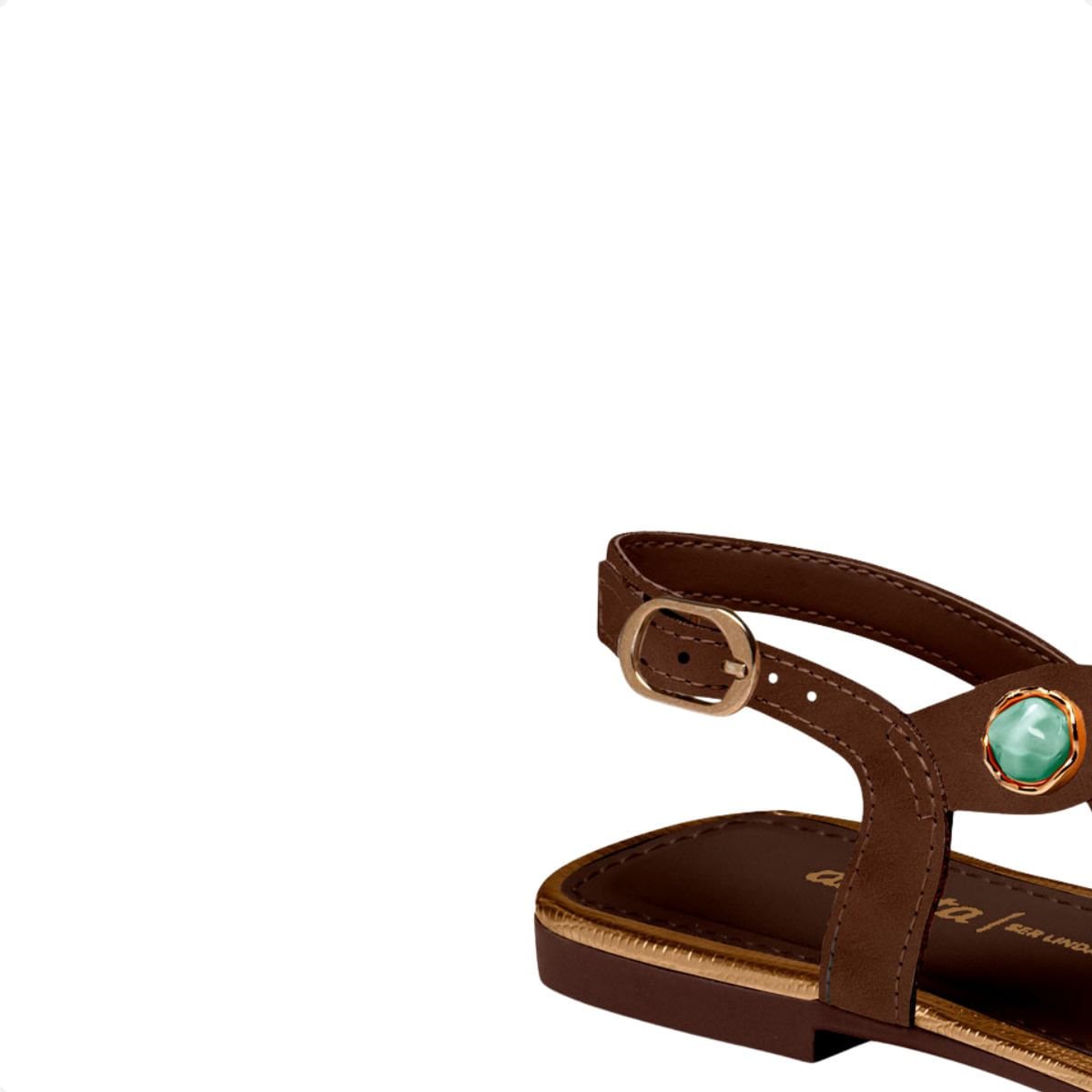 Sandália Feminina Rasteira Apliques Dakota Marrom 7