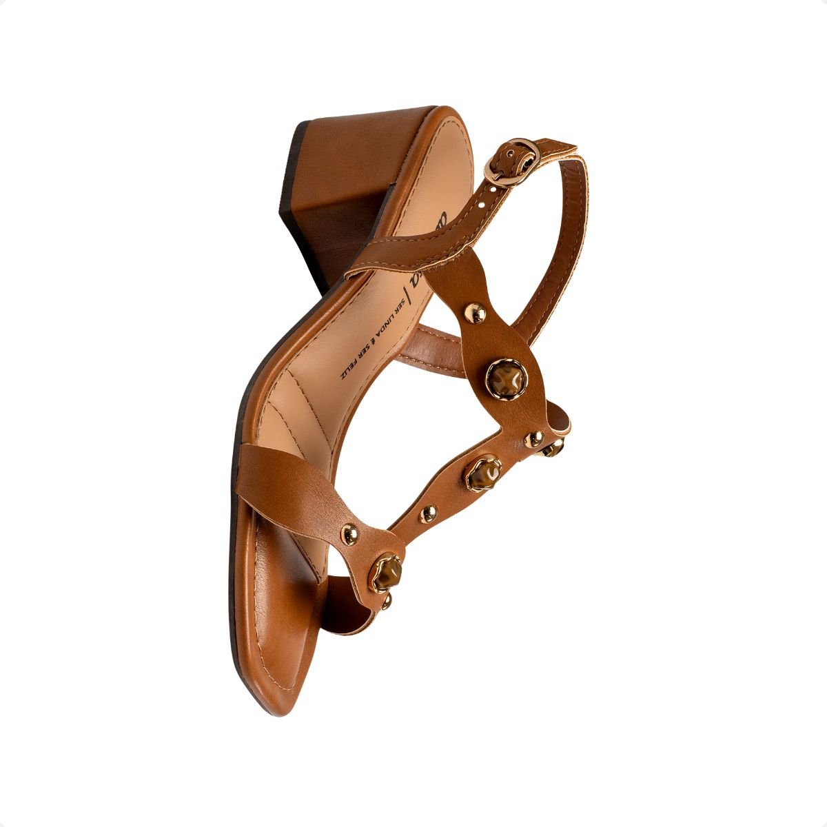 Sandália Feminina Salto Médio Grosso Dakota Caramelo 5