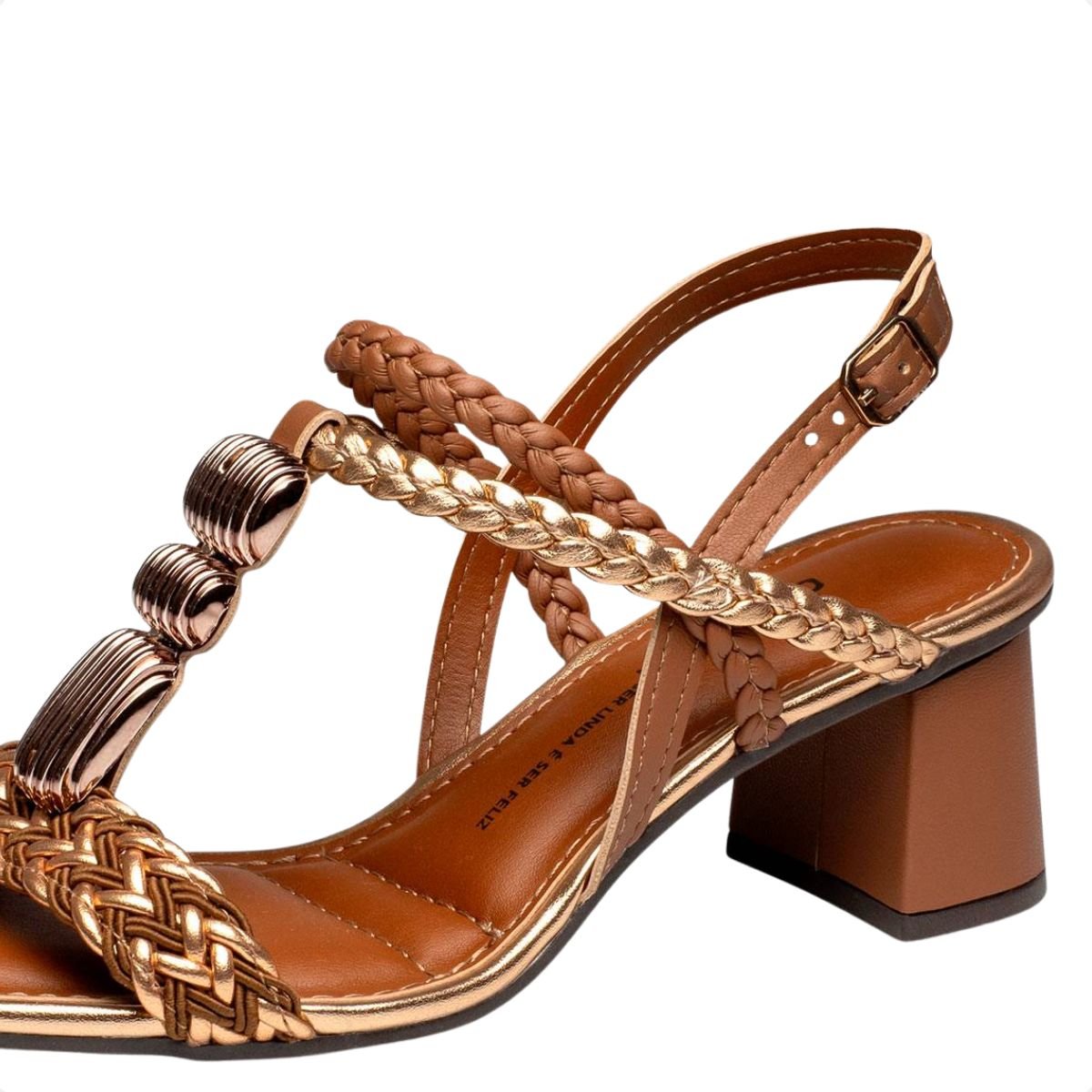 Sandália Feminina Salto Médio Grosso Dakota Caramelo 4