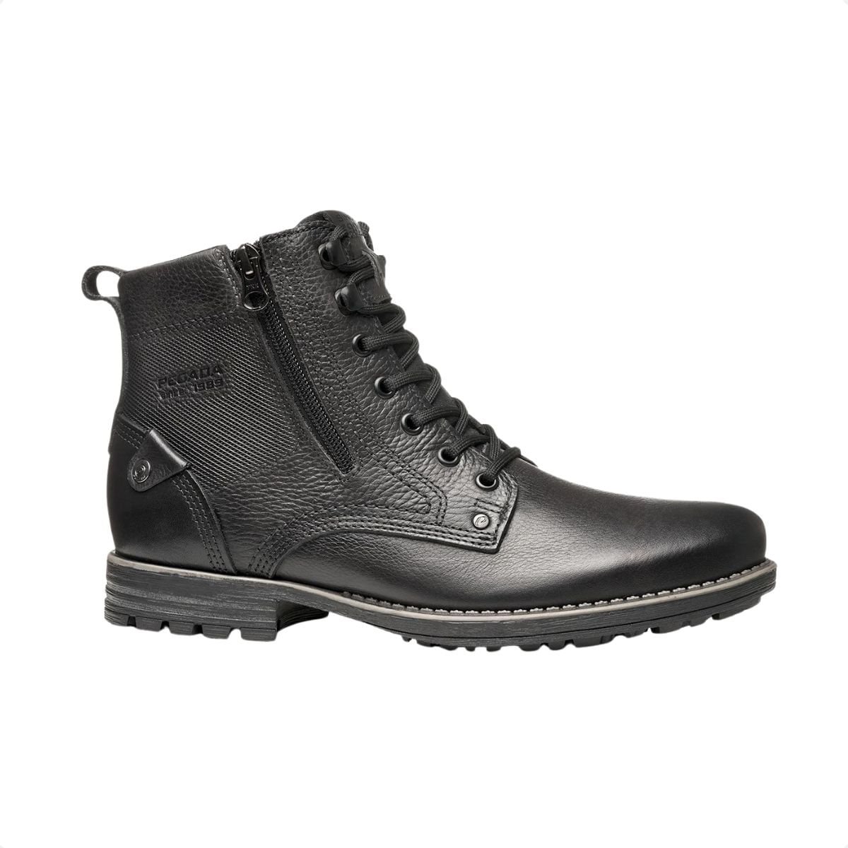 Bota Masculina Coturno Pegada Em Couro Preta