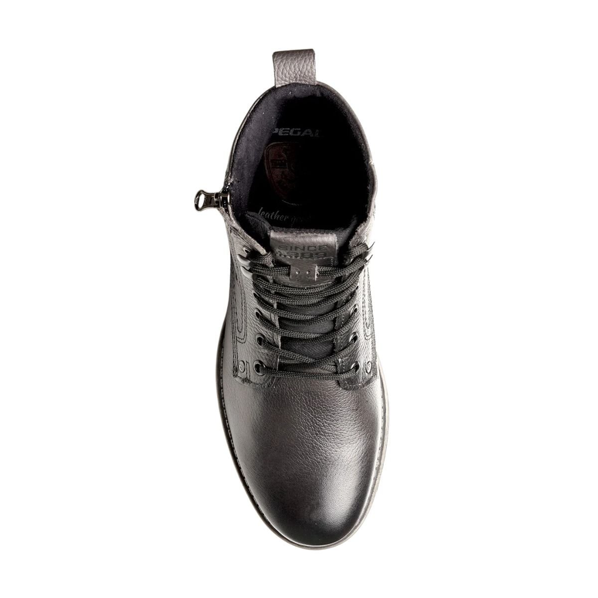 Bota Masculina Coturno Pegada Em Couro Preta Preto 5
