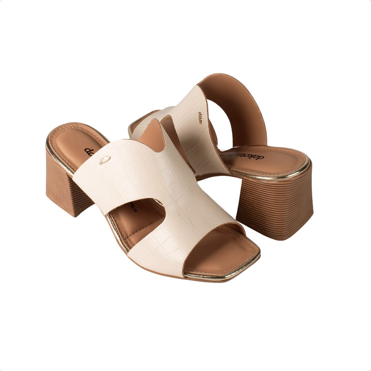 Tamanco Feminino Salto Bloco Dakota Bege 5