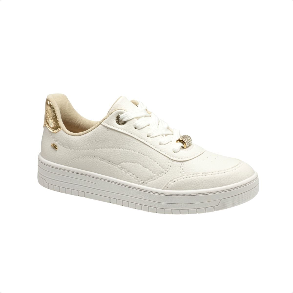 Tênis Casual Feminino Dakota Branco E Dourado