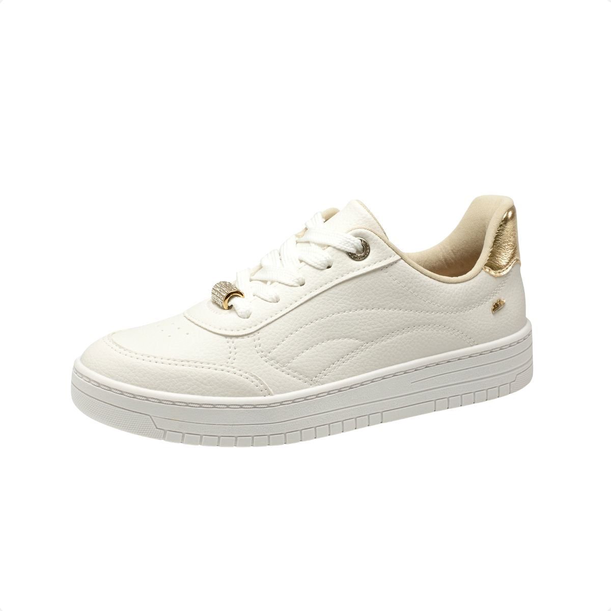 Tênis Casual Feminino Dakota Branco E Dourado Branco 2