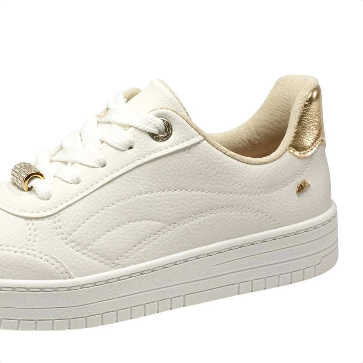 Tênis Casual Feminino Dakota Branco E Dourado Branco 4