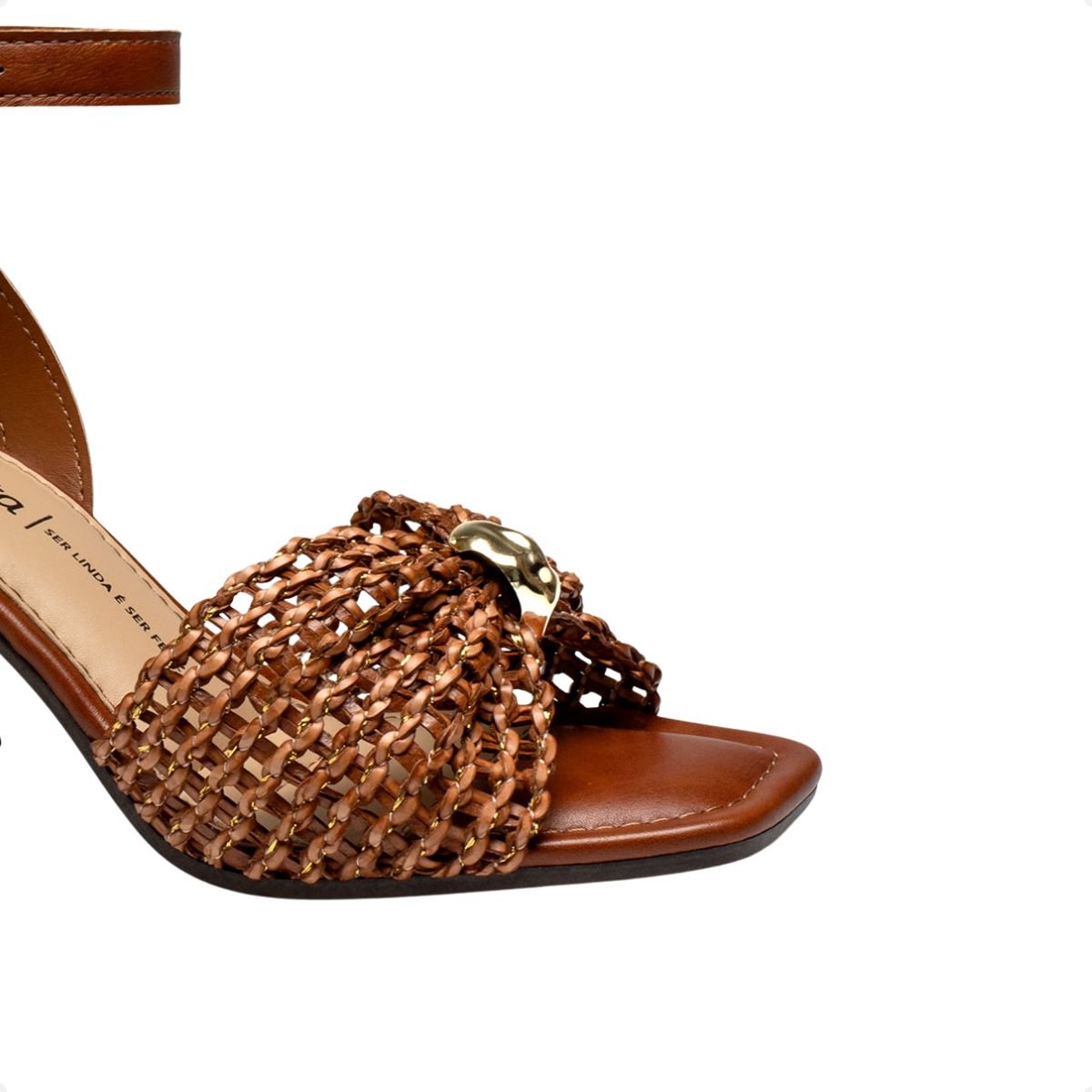 Sandália Feminina Salto Médio Grosso Dakota Tramada Marrom 3