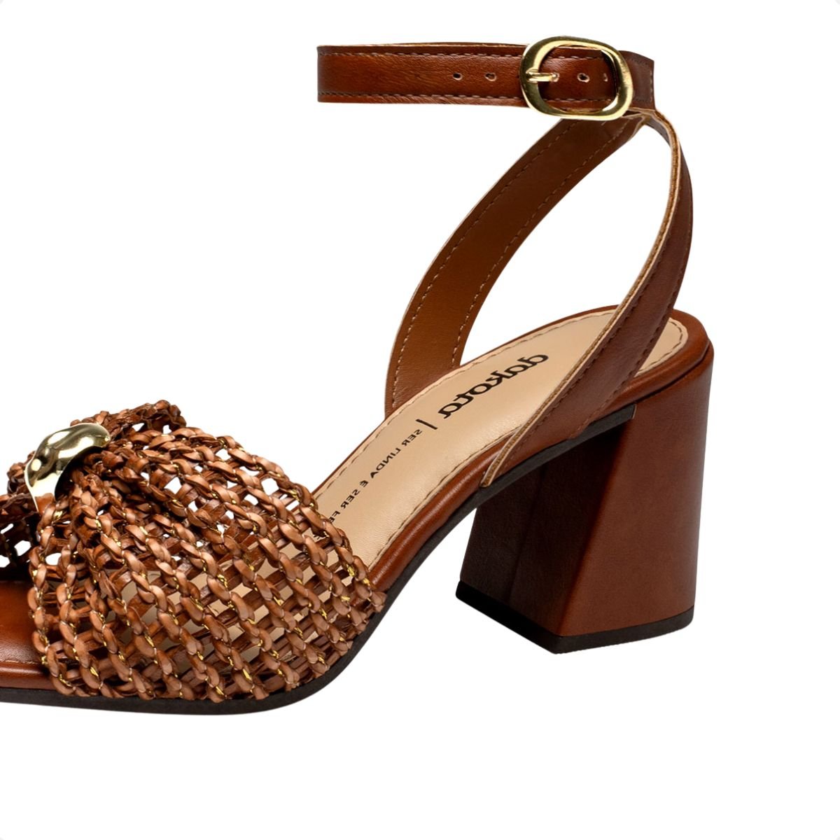 Sandália Feminina Salto Médio Grosso Dakota Tramada Marrom 4
