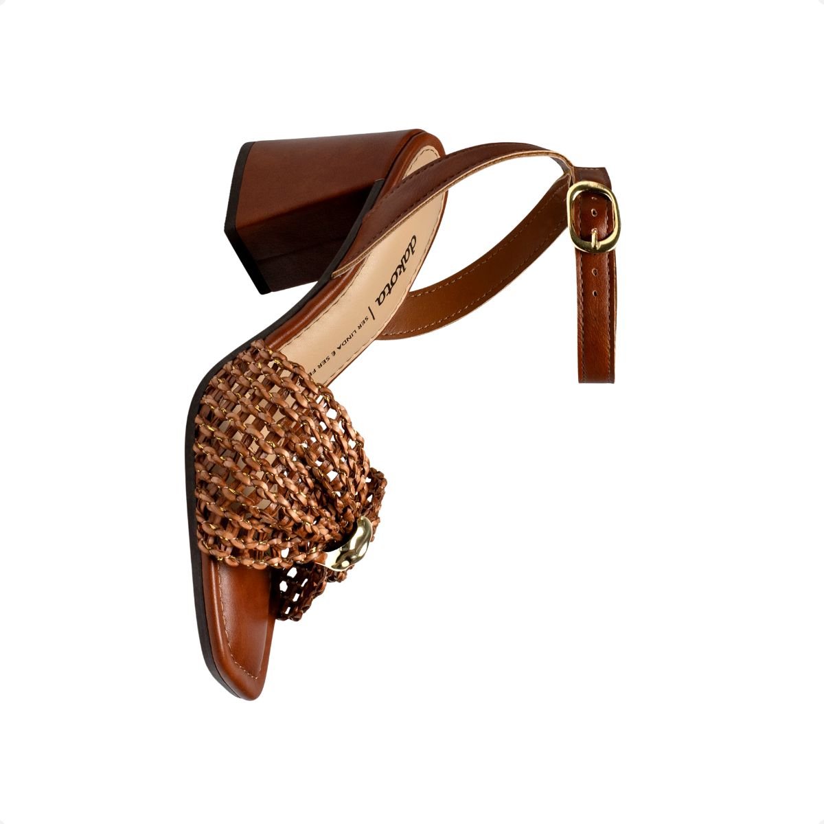 Sandália Feminina Salto Médio Grosso Dakota Tramada Marrom 5