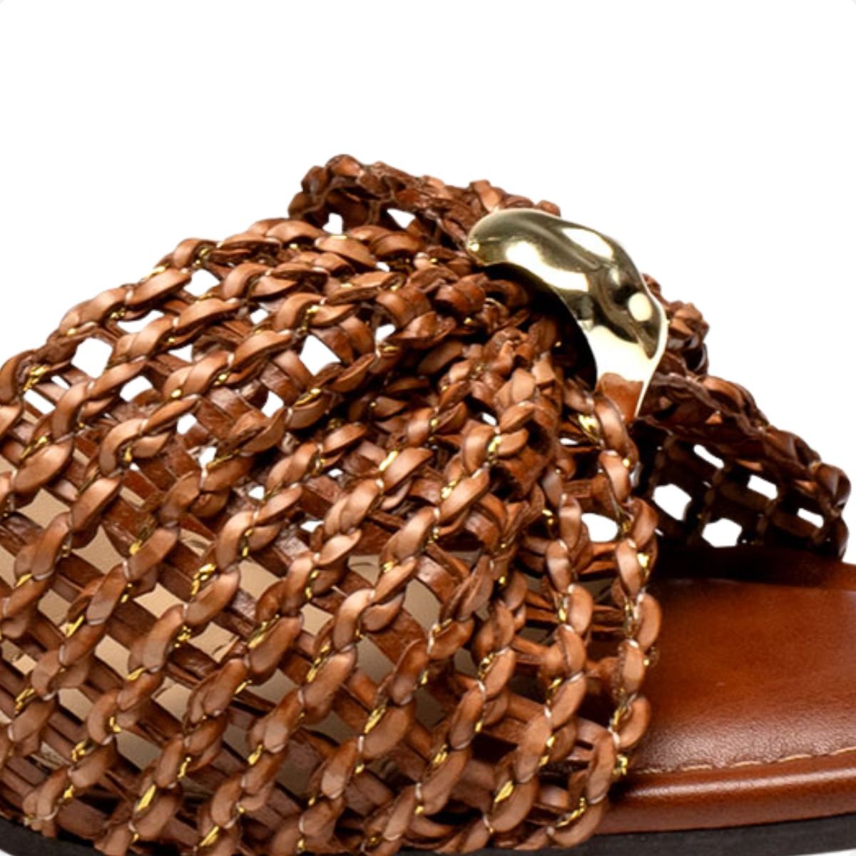 Sandália Feminina Salto Médio Grosso Dakota Tramada Marrom 6