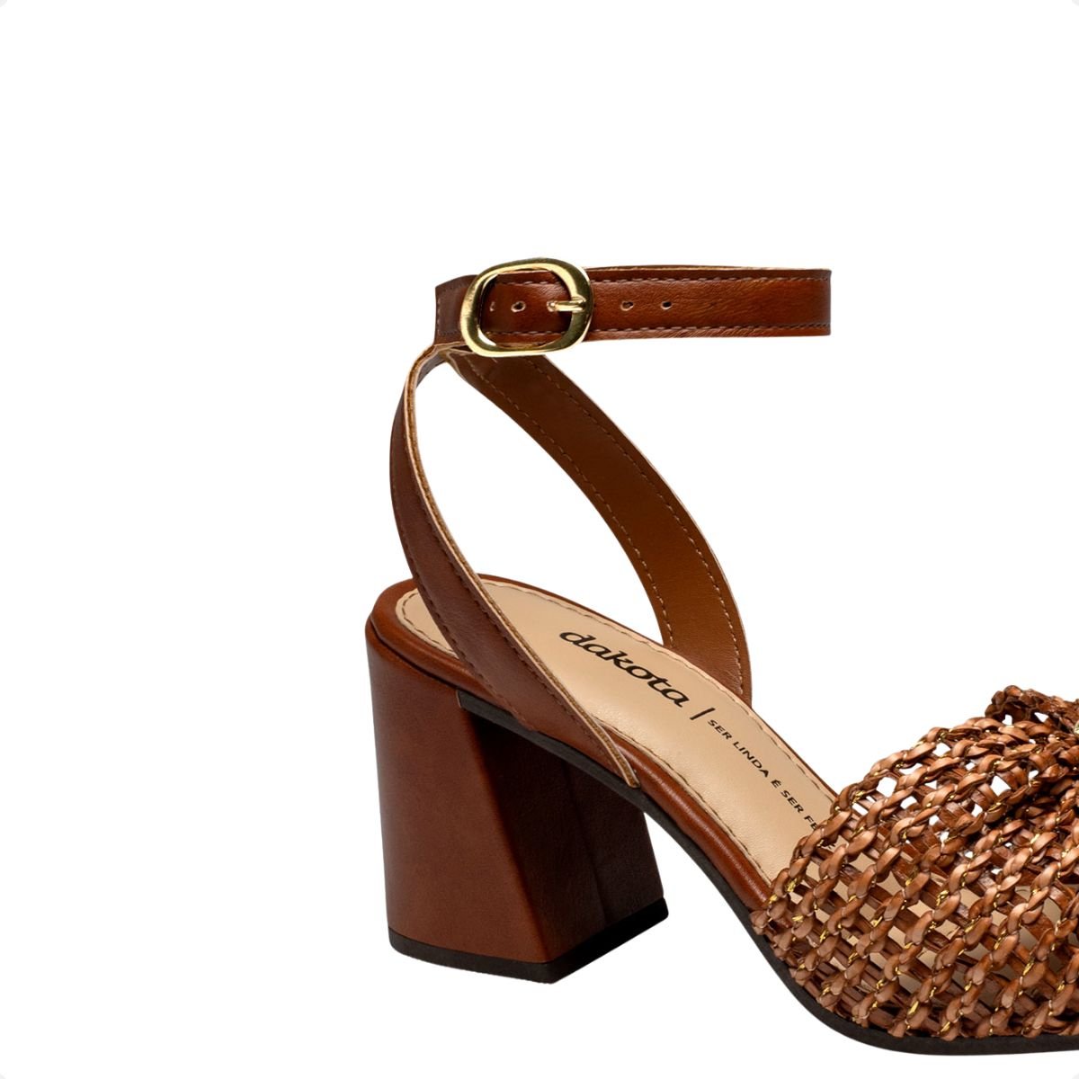 Sandália Feminina Salto Médio Grosso Dakota Tramada Marrom 7