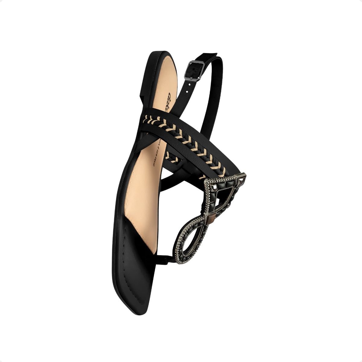 Sandália Feminina Rasteira Dakota Apliques Preto 5