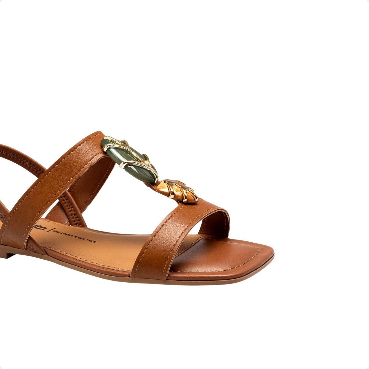 Sandália Feminina Rasteira Dakota Pedras Caramelo 3