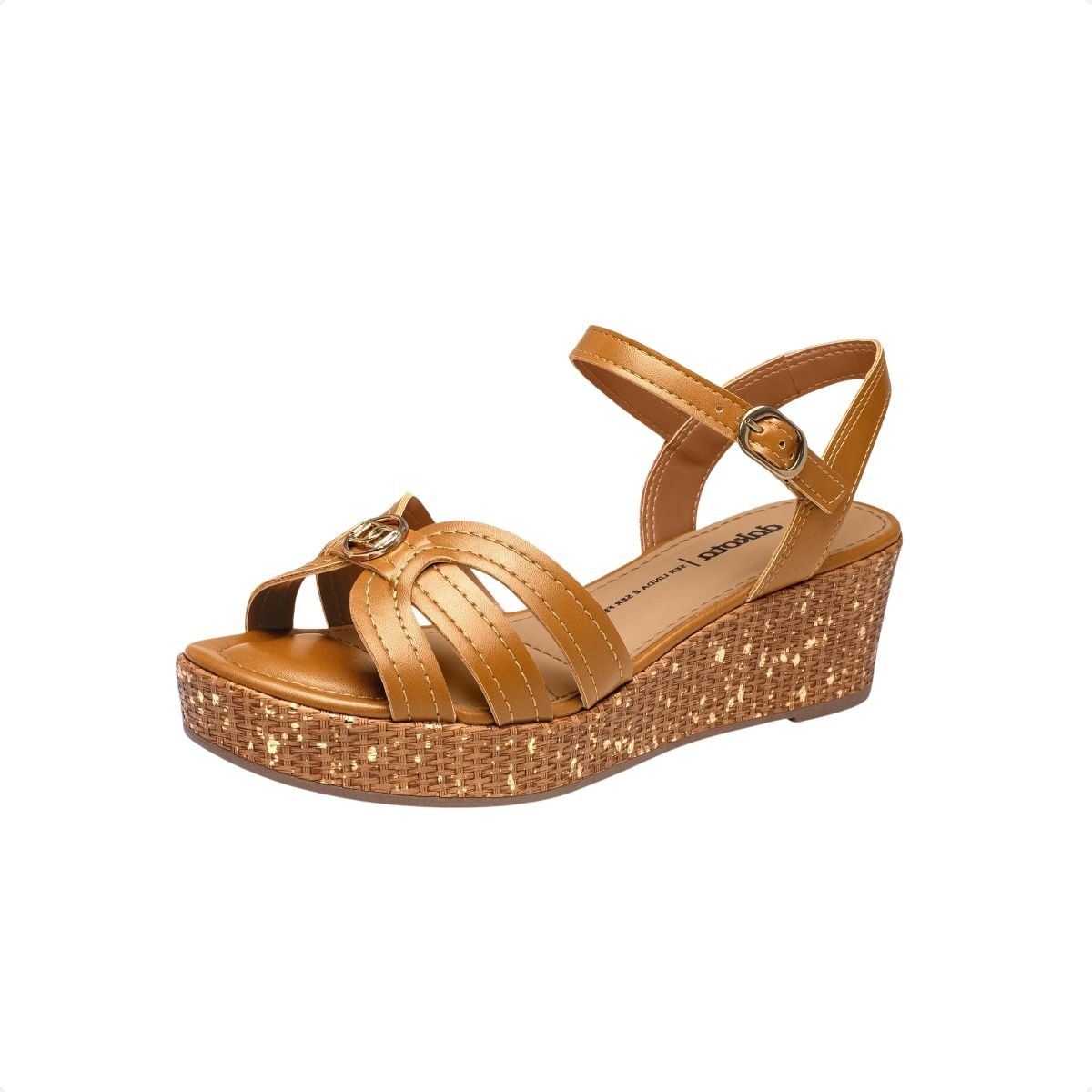 Sandalia Feminina Anabela Salto Médio Dakota Marrom 2