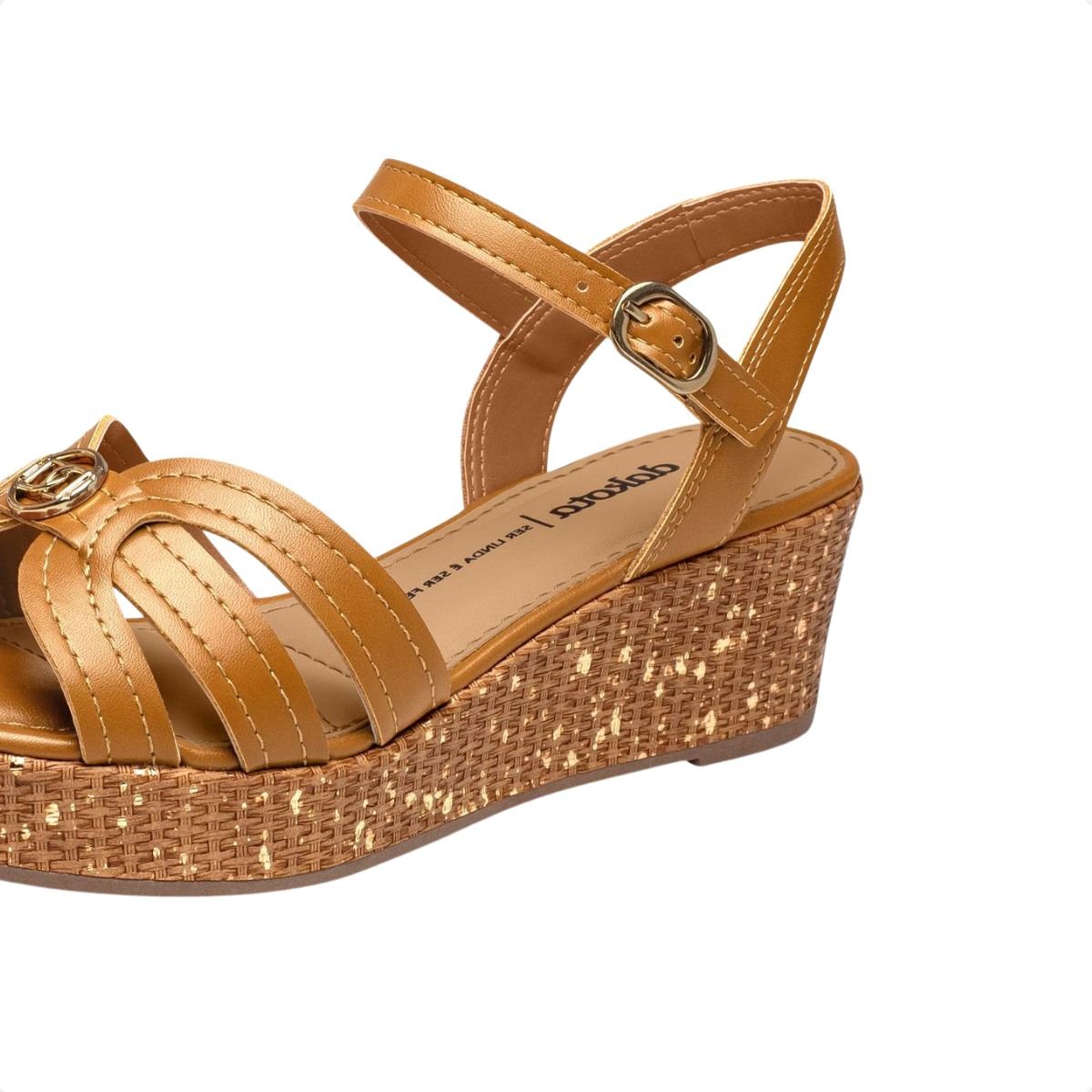 Sandalia Feminina Anabela Salto Médio Dakota Marrom 4