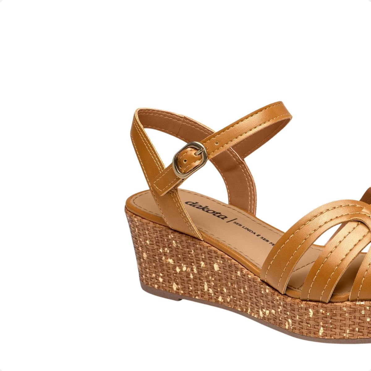 Sandalia Feminina Anabela Salto Médio Dakota Marrom 7