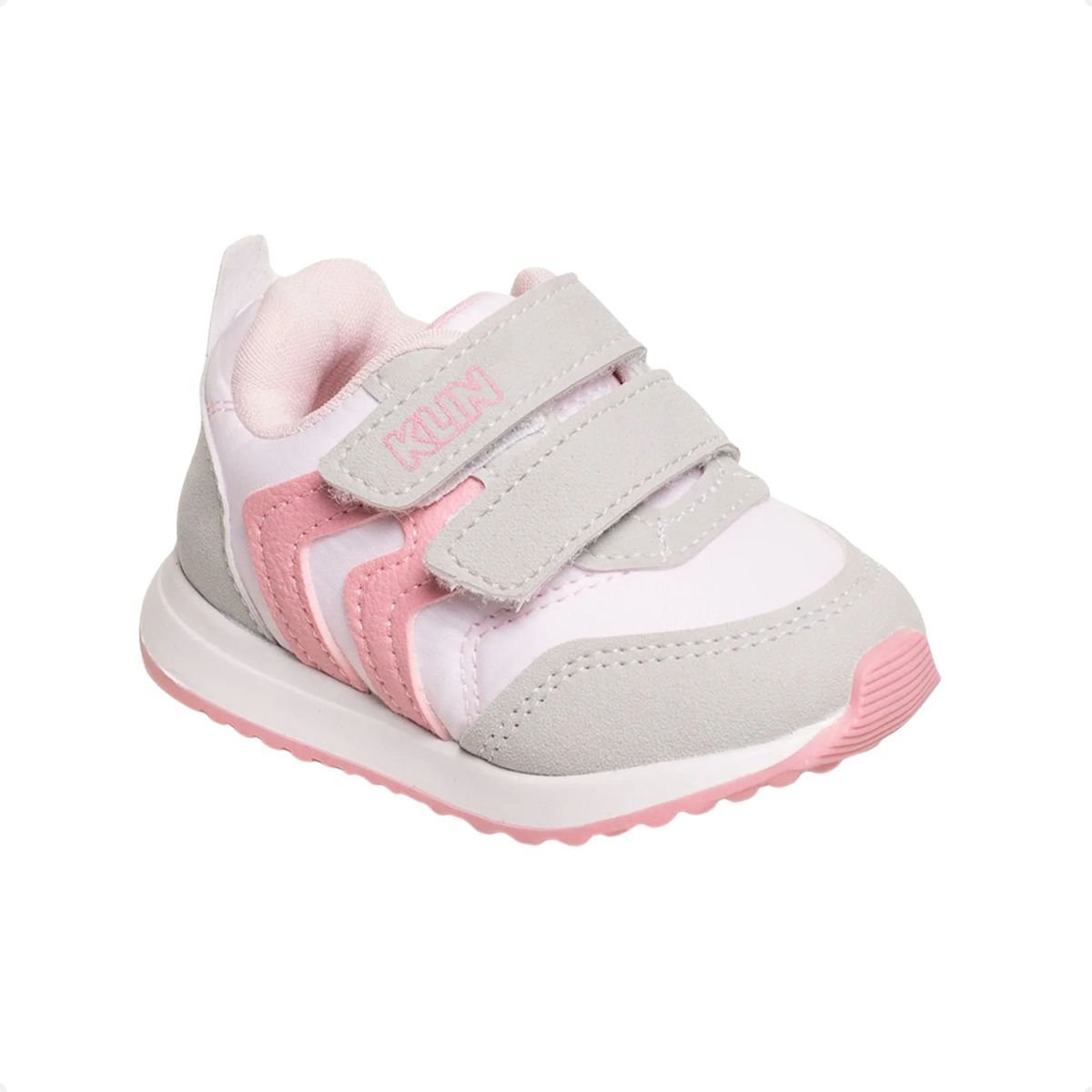 Tênis Casual Bebê Walk Klin Rosa Claro/Cinza 3