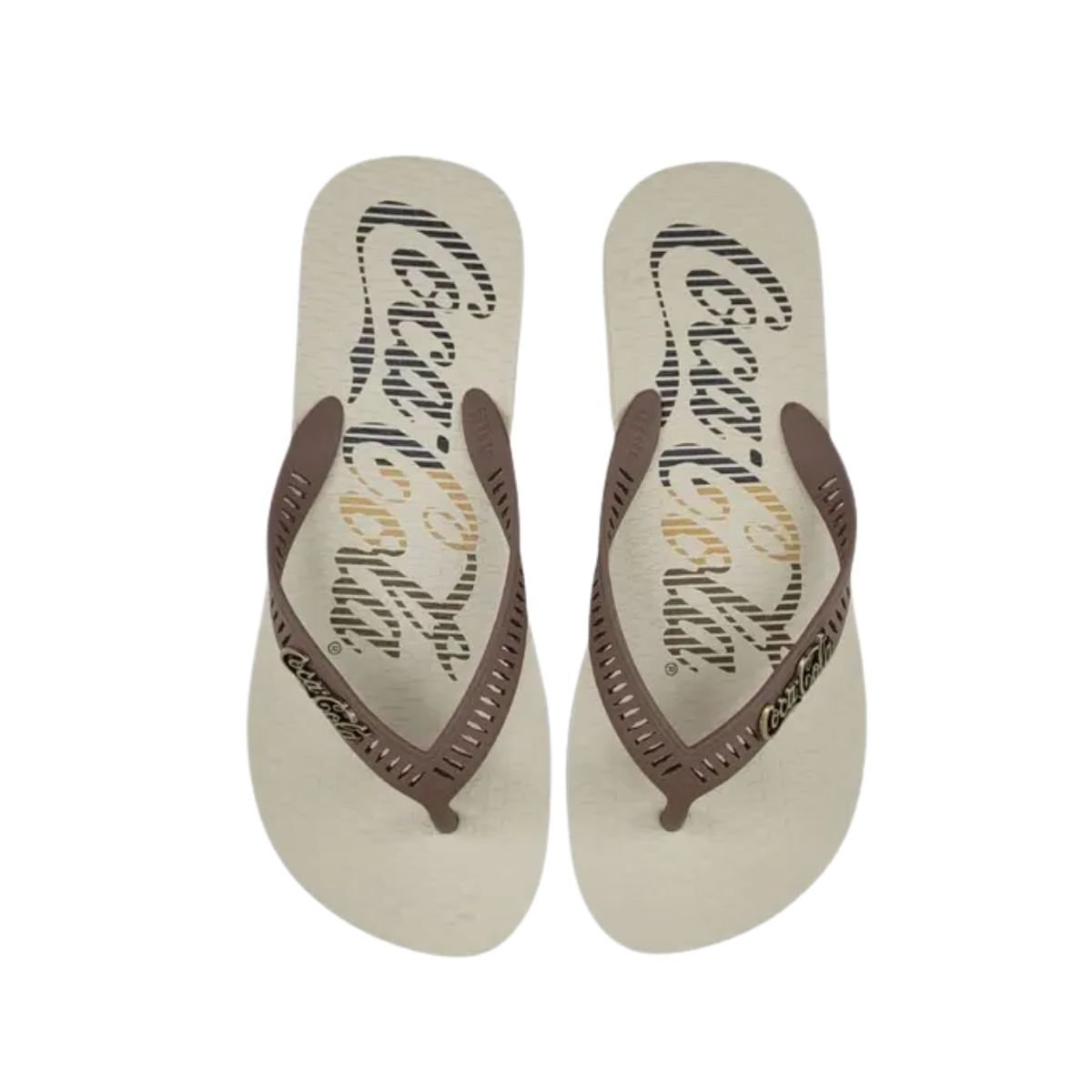 Chinelo Masculino Dedo Coca Cola Color Vibes Off White Bege/Marrom 5