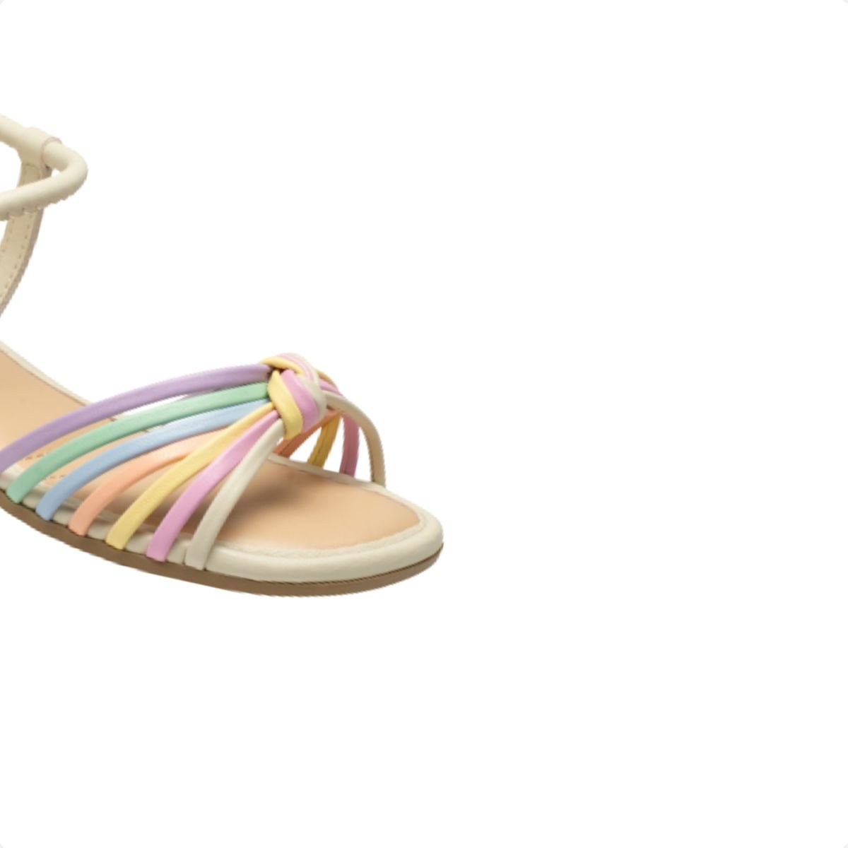 Sandália Infantil Salto Baixo Grosso Pink Cats Colors Bege 2
