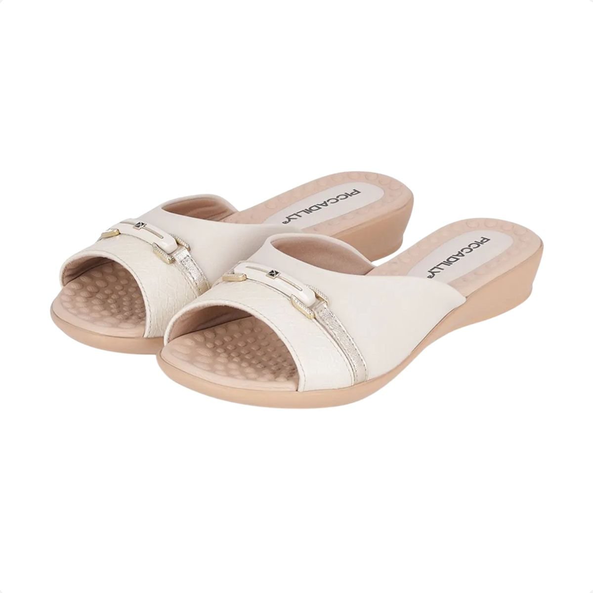 Tamanco Feminino Rasteiro Piccadilly Off White 2