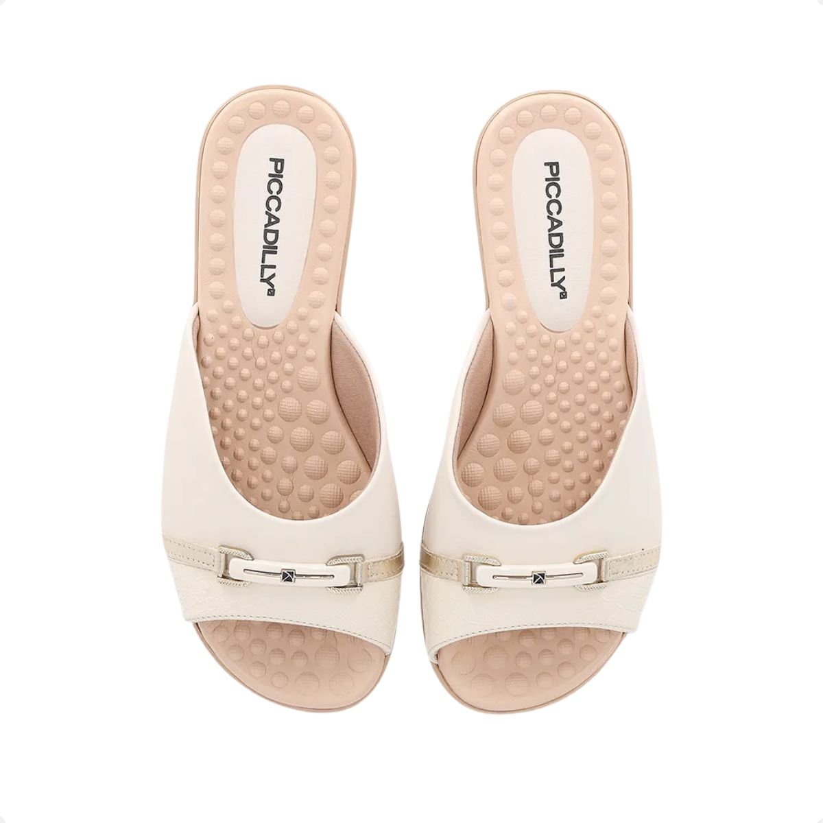 Tamanco Feminino Rasteiro Piccadilly Off White 3