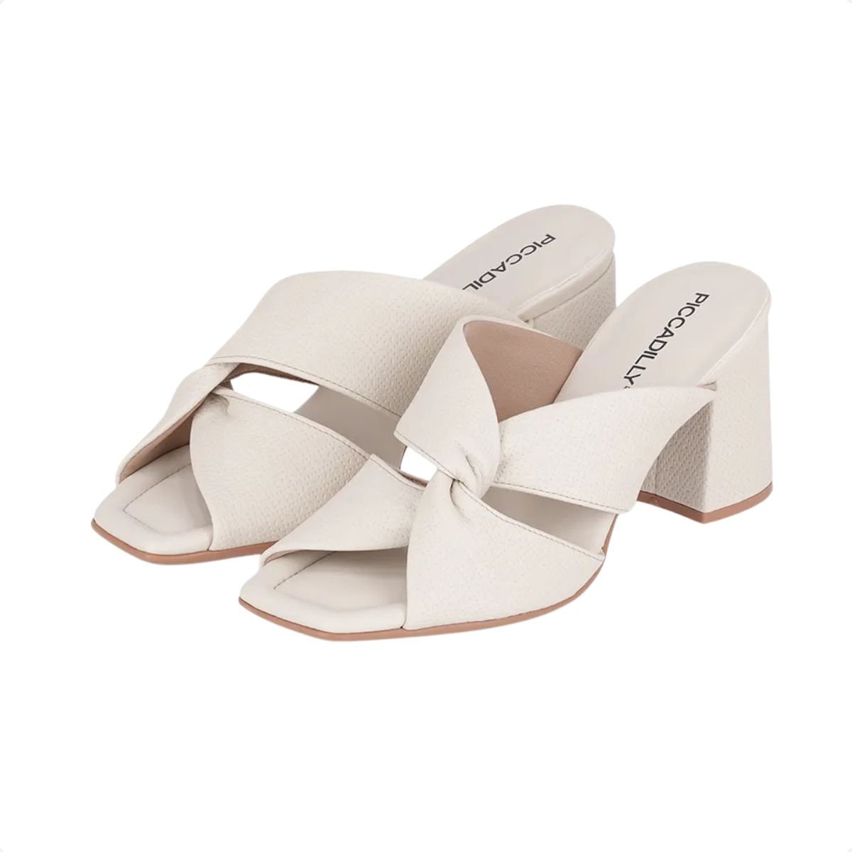 Tamanco Feminino Salto Alto Grosso Piccadilly Off White 2
