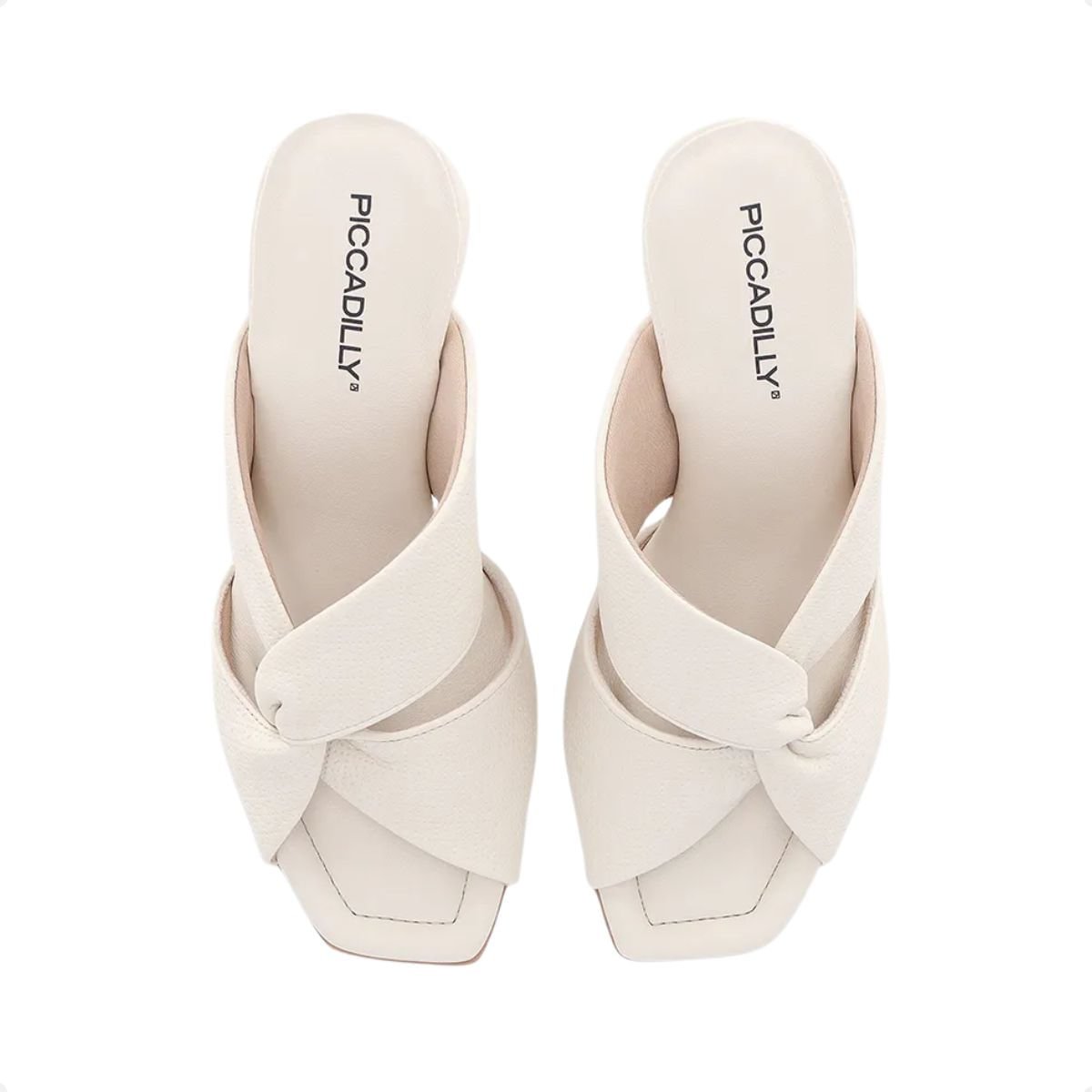 Tamanco Feminino Salto Alto Grosso Piccadilly Off White 3