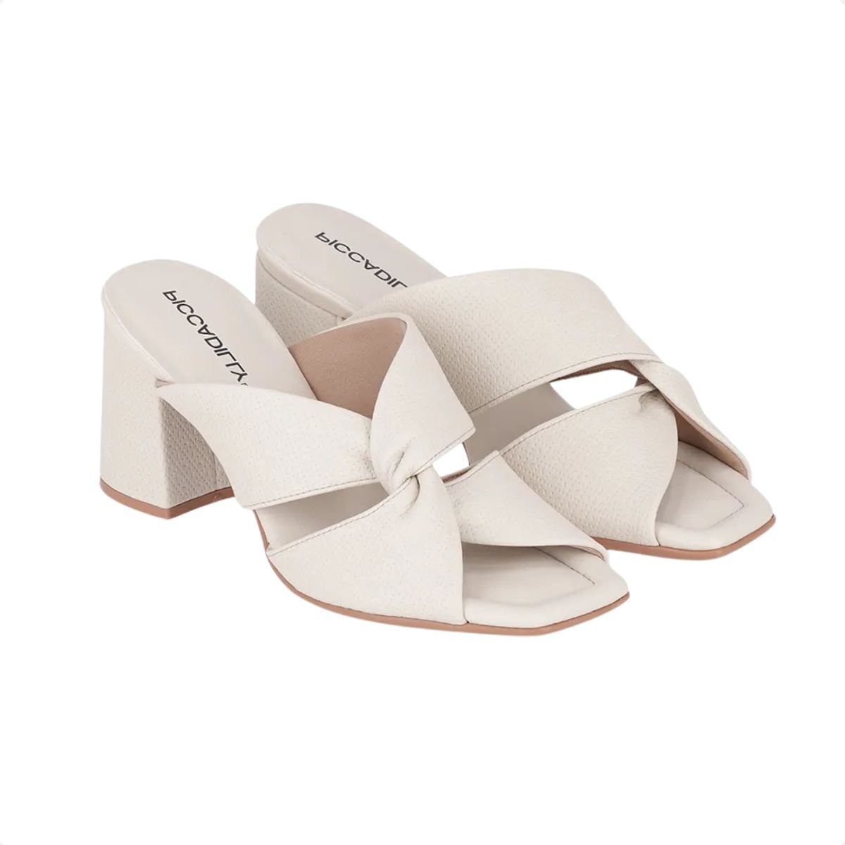 Tamanco Feminino Salto Alto Grosso Piccadilly Off White 5