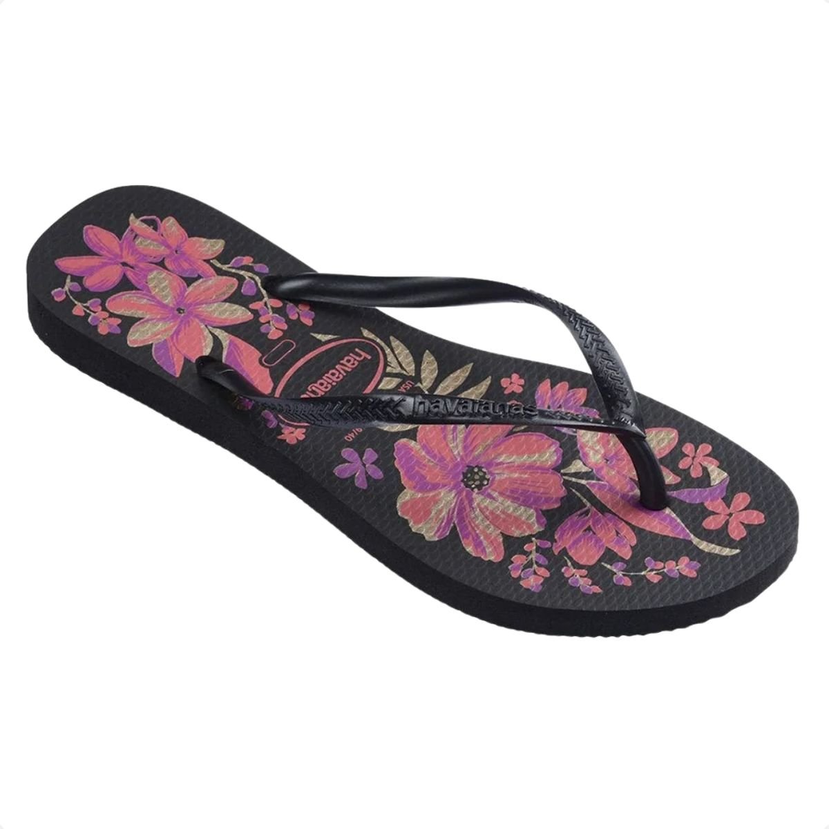 Chinelo Feminino Dedo Havaianas Slim Organic Preto E Rosa Preto 2