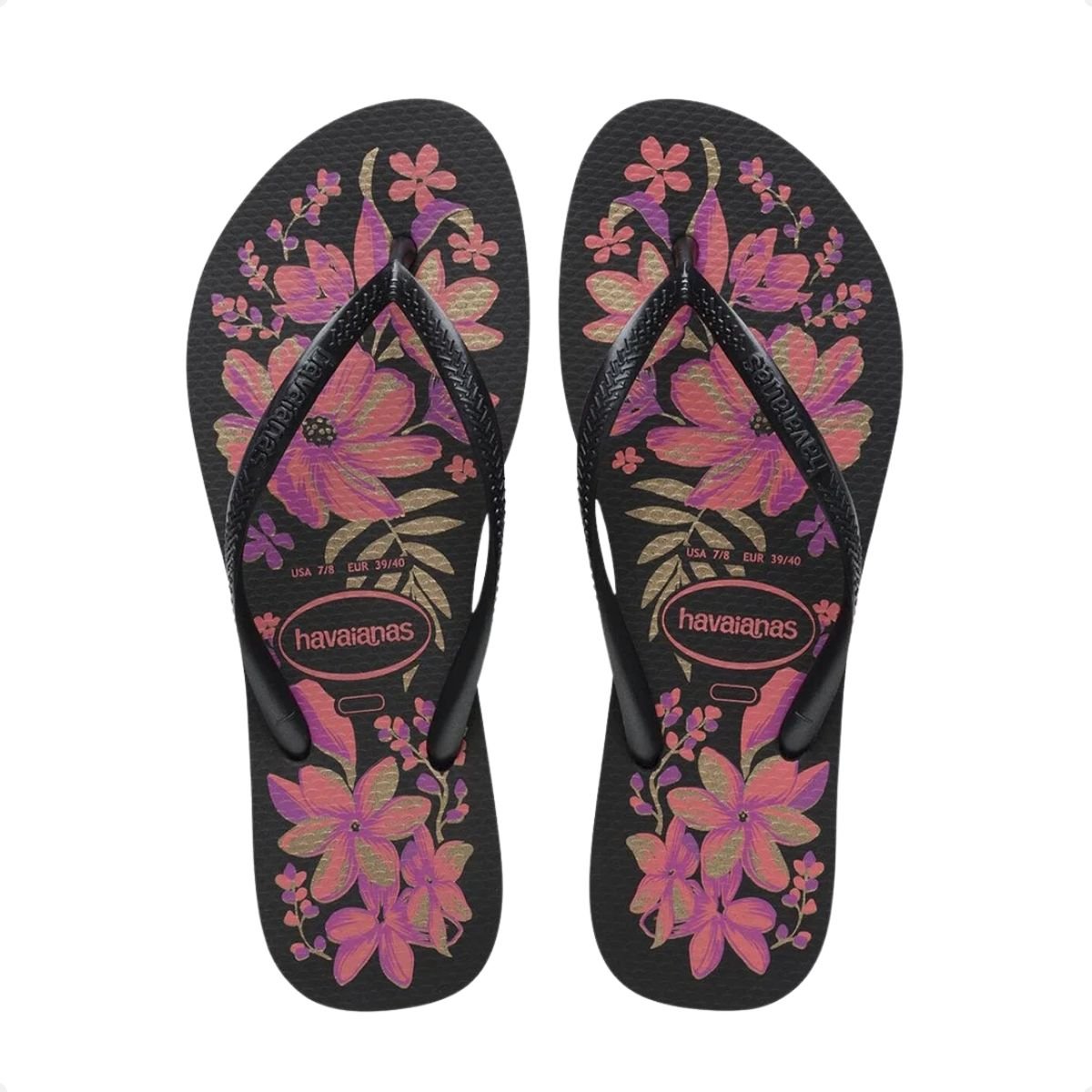 Chinelo Feminino Dedo Havaianas Slim Organic Preto E Rosa Preto 3