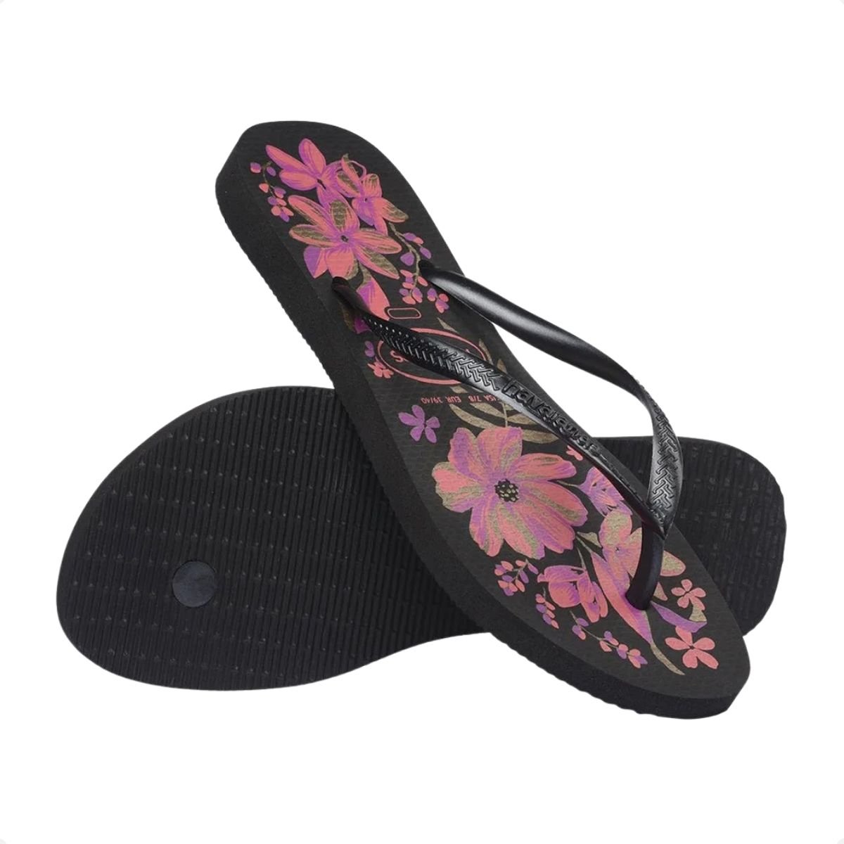 Chinelo Feminino Dedo Havaianas Slim Organic Preto E Rosa Preto 4