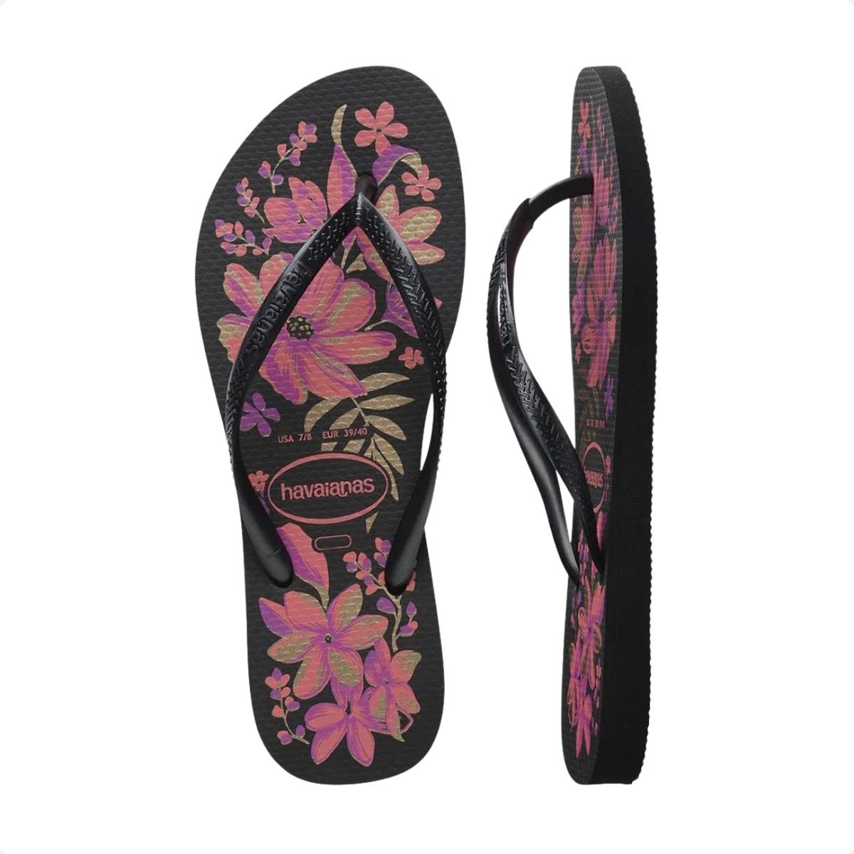 Chinelo Feminino Dedo Havaianas Slim Organic Preto E Rosa Preto 5
