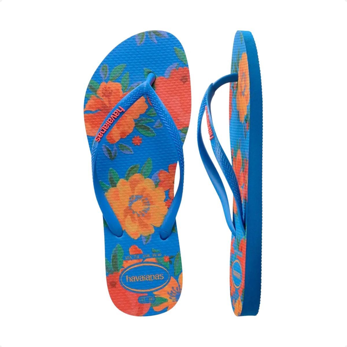 Chinelo Feminino Dedo Havaianas Slim Summer Bliss Azul 5