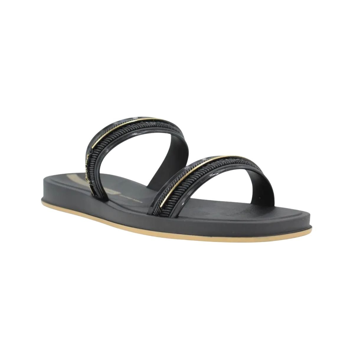 Chinelo Fem Gaspea/Slide Ipanema Glow Slide 27400-Br775 Preto/Dourado 2