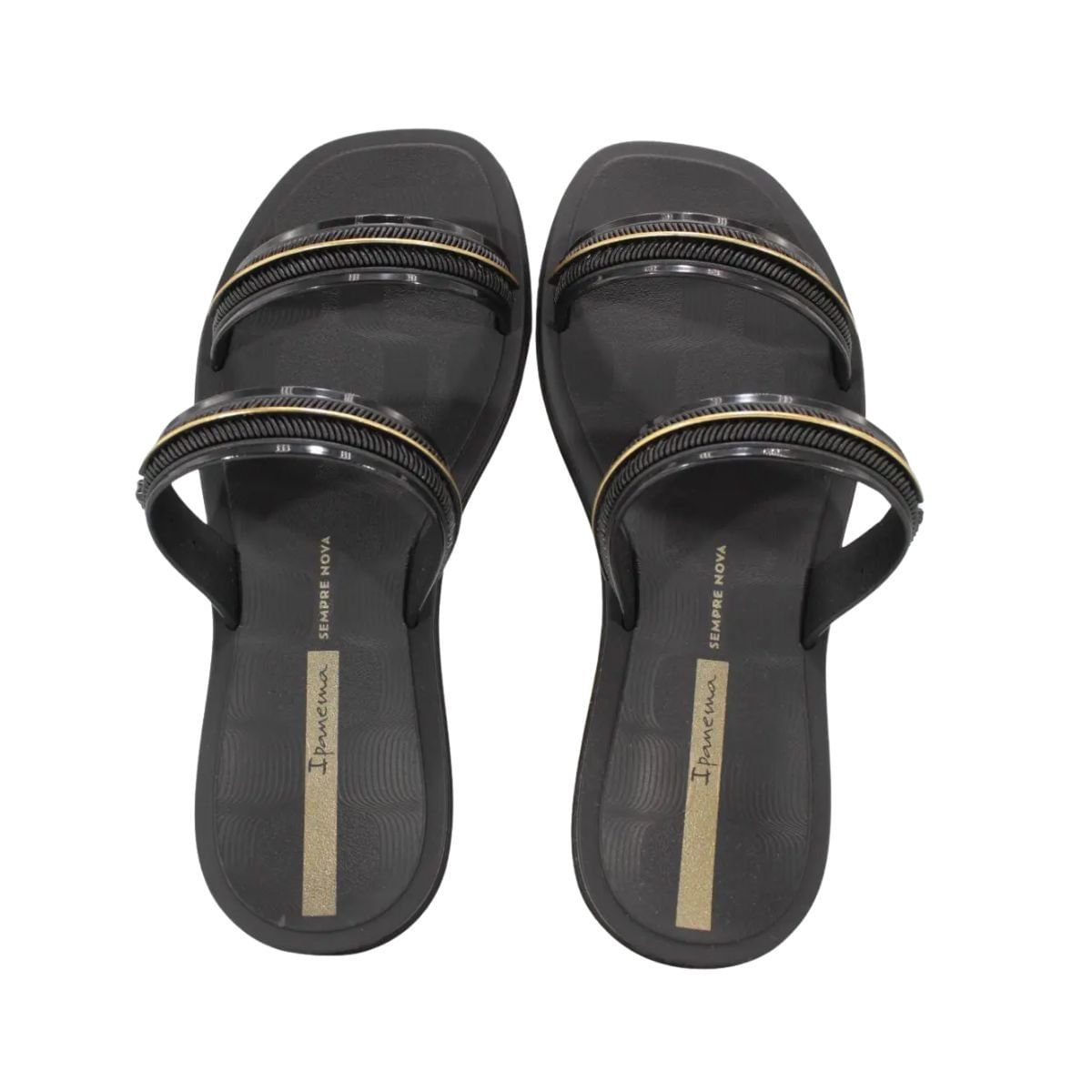 Chinelo Fem Gaspea/Slide Ipanema Glow Slide 27400-Br775 Preto/Dourado 3