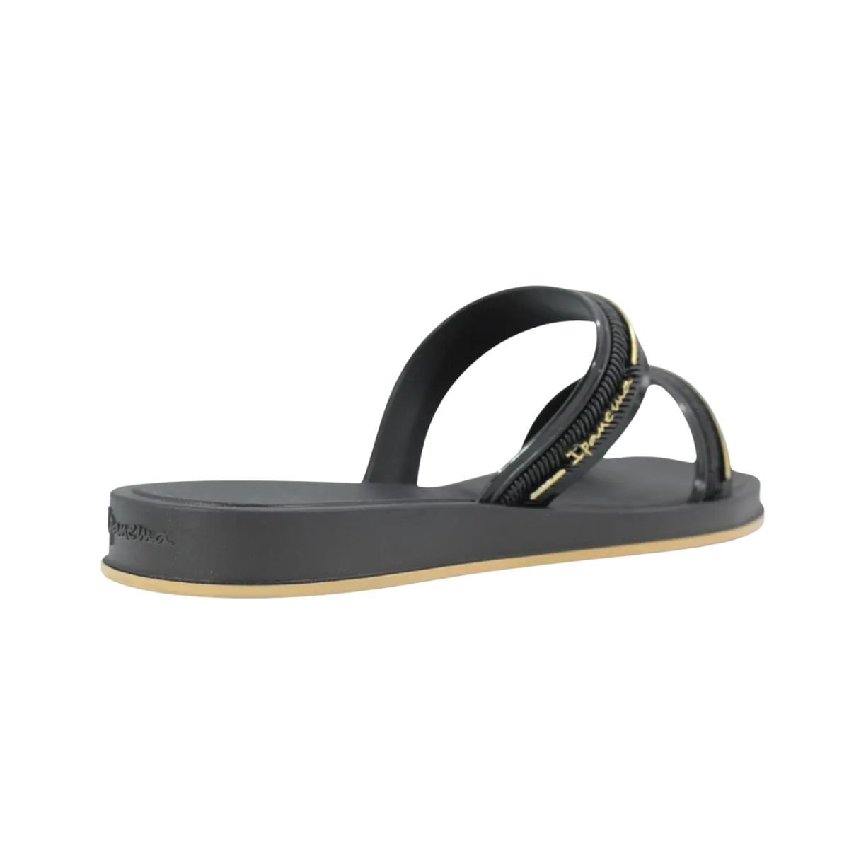 Chinelo Fem Gaspea/Slide Ipanema Glow Slide 27400-Br775 Preto/Dourado 7