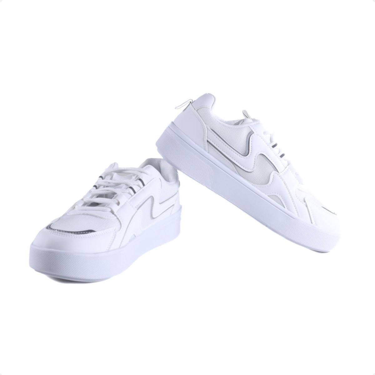 Tênis Moda Feminino Casual Ramarim Branco Branco/Prata 7