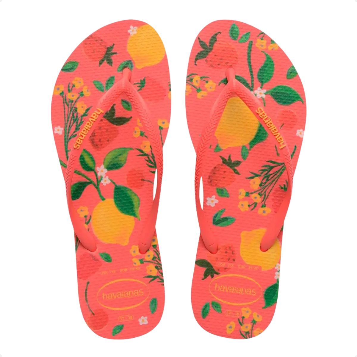 Chinelo Feminino Dedo Havaianas Slim Summer Bliss Coral Tropical Laranja 3
