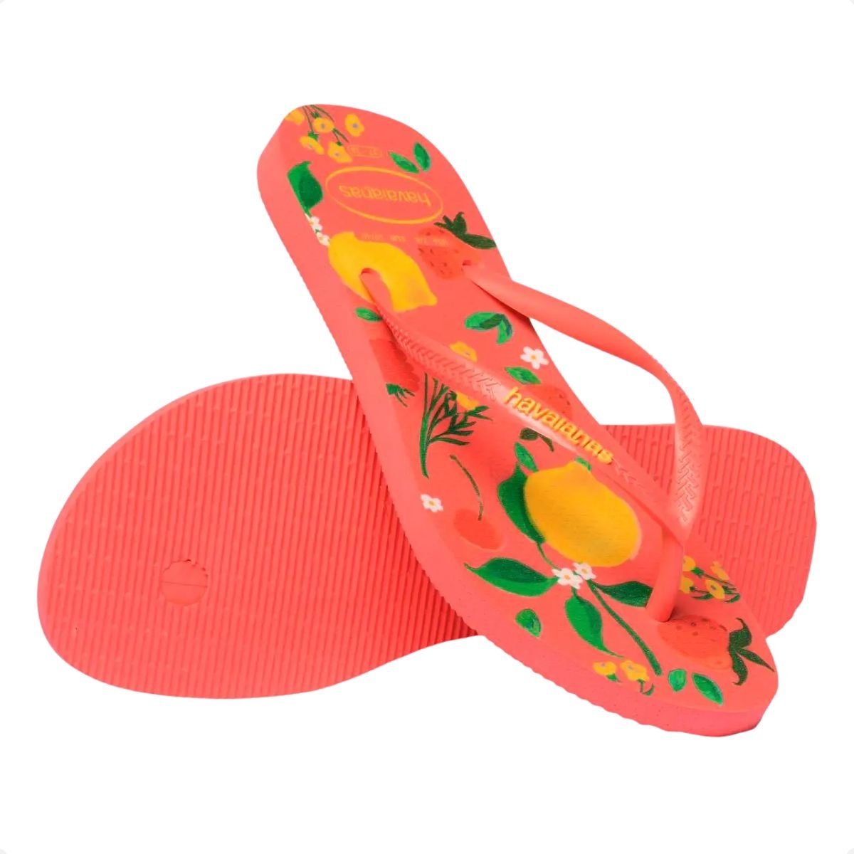 Chinelo Feminino Dedo Havaianas Slim Summer Bliss Coral Tropical Laranja 4