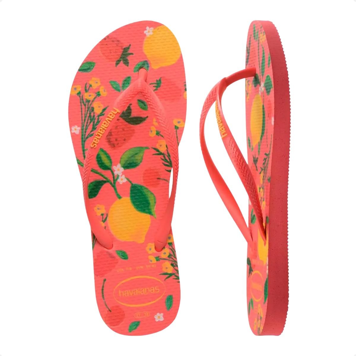 Chinelo Feminino Dedo Havaianas Slim Summer Bliss Coral Tropical Laranja 5