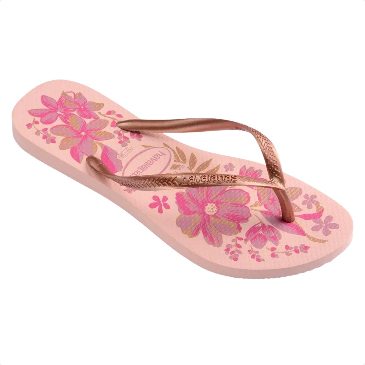 Chinelo Feminino Dedo Havaianas Slim Organic Rosa Bronze 2
